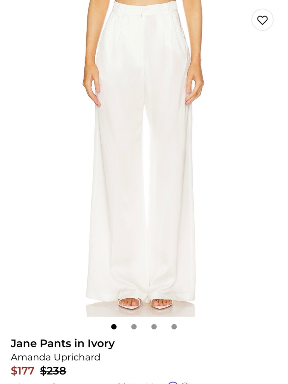Amanda Uprichard Wide-Leg Pants in Ivory L